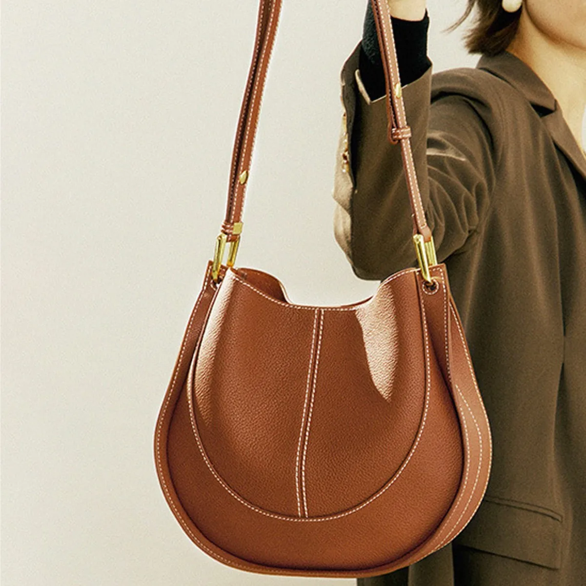 

Half Moon Saddle Bag Quilted Shoulder Bags for Women Handbags 2 Bags/set Composited Women Bag NEW High Quality Bucket Bags NEW