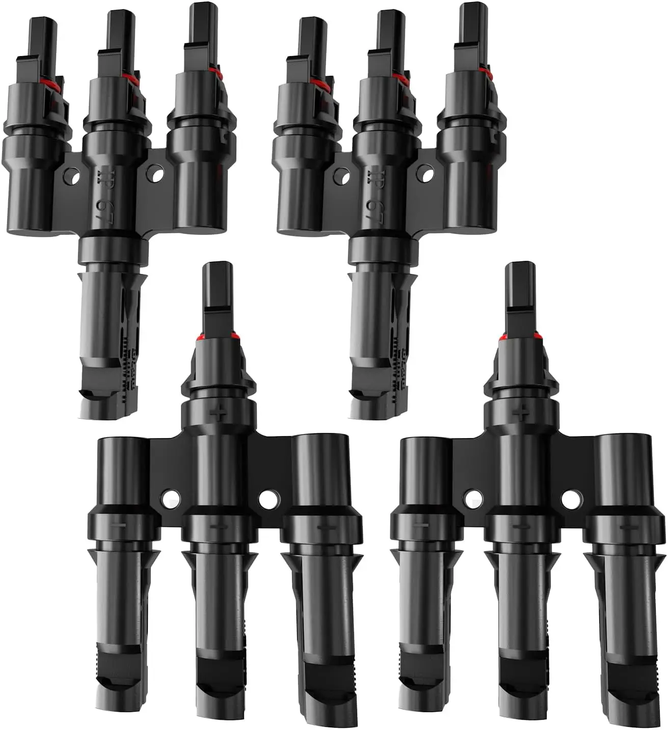 4PCS Solar Y Branch Connectors 1000V DC PV T-Branch Parallel Connector M/FFF+F/MMM 2 Pairs