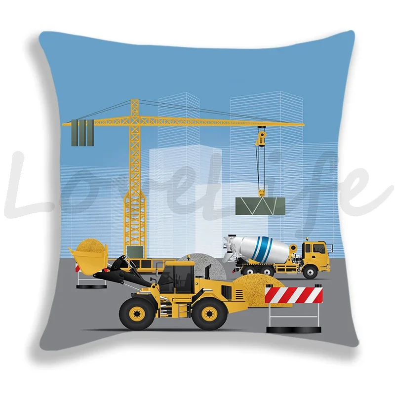 Fire truck/Car /Excavator/Ambulance Print Pillow Cover Sofa/Bedroom Cushion Cover 45*45cm Pillow Case Home Decor Pillowcase Boys