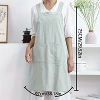 Women Japanese and Korean simple apron denim apron cotton and linen solid color blouse kitchen Florist coffee shop apron 4