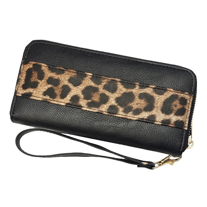 Portafoglio lungo da donna nuovo personalità della moda leopardato con cerniera borsa multi-card frizione polsino portafoglio borsa pratica