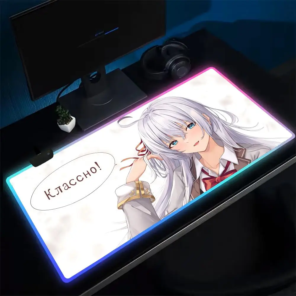 Alya Alas Mouse Rusia Alas Mouse Gaming Anime Alas Meja LED Alas Mouse Karet Backlit Desktop XXL Alas Meja RGB