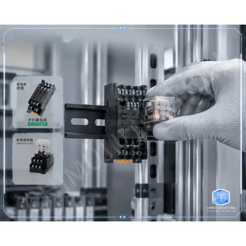 【CHIMU INDUSTRIAL】 【CHIMU INDUSTRIAL】 for HH63P LY3NJ Intermediate Relay PTF11A 11-Pin Socket Copper Base DC AC