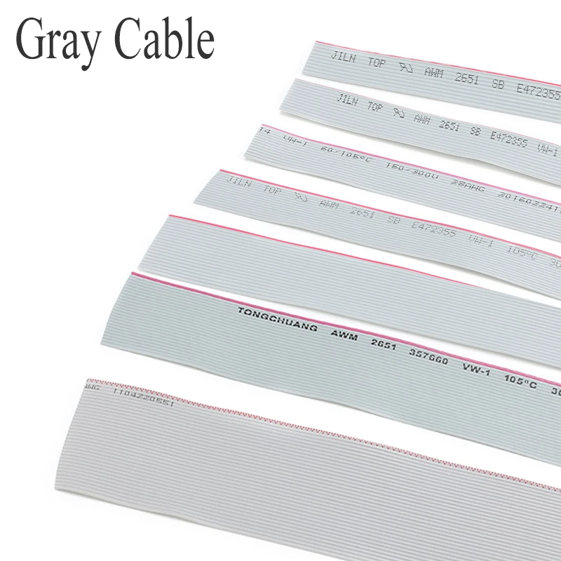 1M Flat Ribbon Cable 10/12/14/16/20/26/34/40 Way 1.27mm Pitch Grey Cable for IDC FC 2.54MM Connector