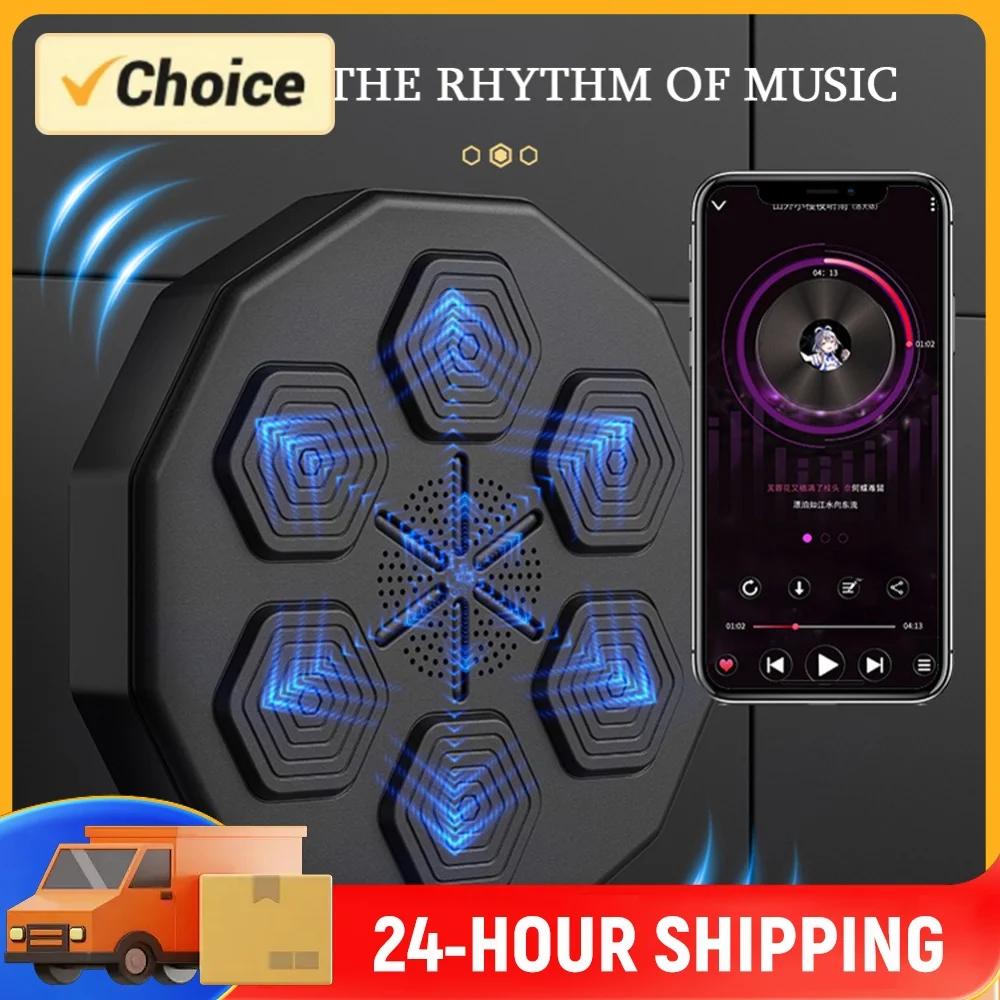 Wall Mounted Music Boxing Machine LED Light Boxing Wall Target Boxing Pads Bluetooth-Compatible with Boxing Glove for Kids Adult