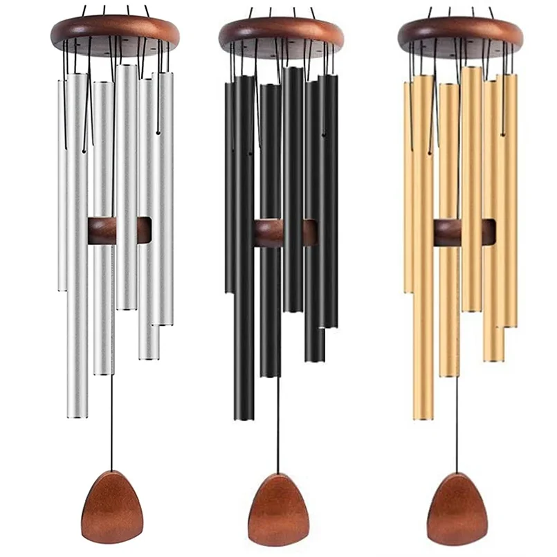 Classic 26 Inch Aluminum Pipe Wind Chimes With Wooden Hanging Tag Farmhouses Terraces Gardens Balcony Corridor Decoration