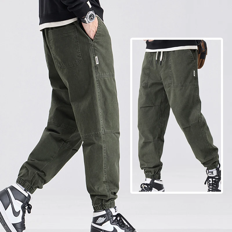 

High Quality Men's Pure Cotton Casual Cargo Pants Spring Autumn Loose Straight Trendy Brand American Classic Trousers