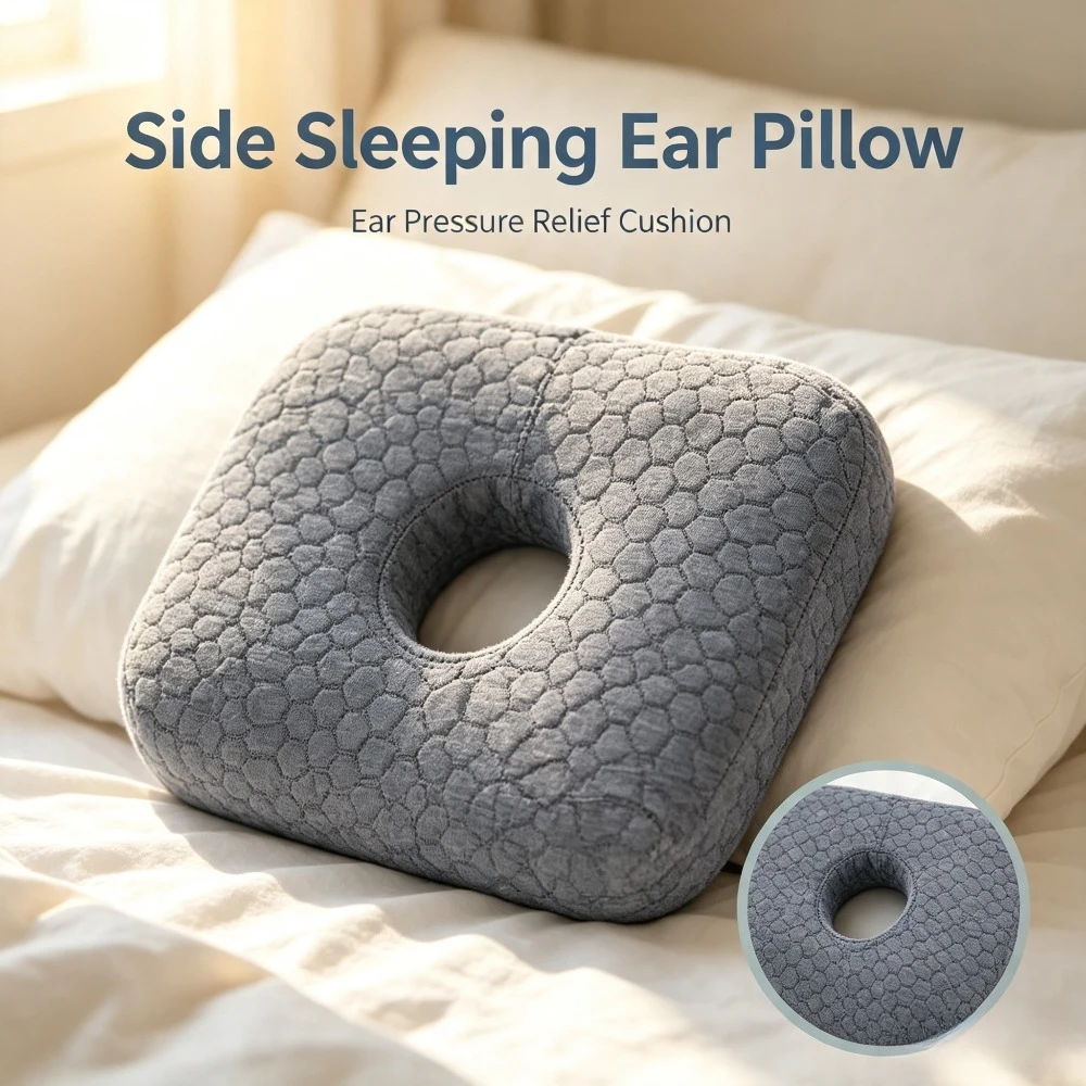 Ear Piercing Pillow Side Sleeping Rectangular Cushion with Ear Hole Design Relieve Otitis Pain Pressure Comfort Support Pillow