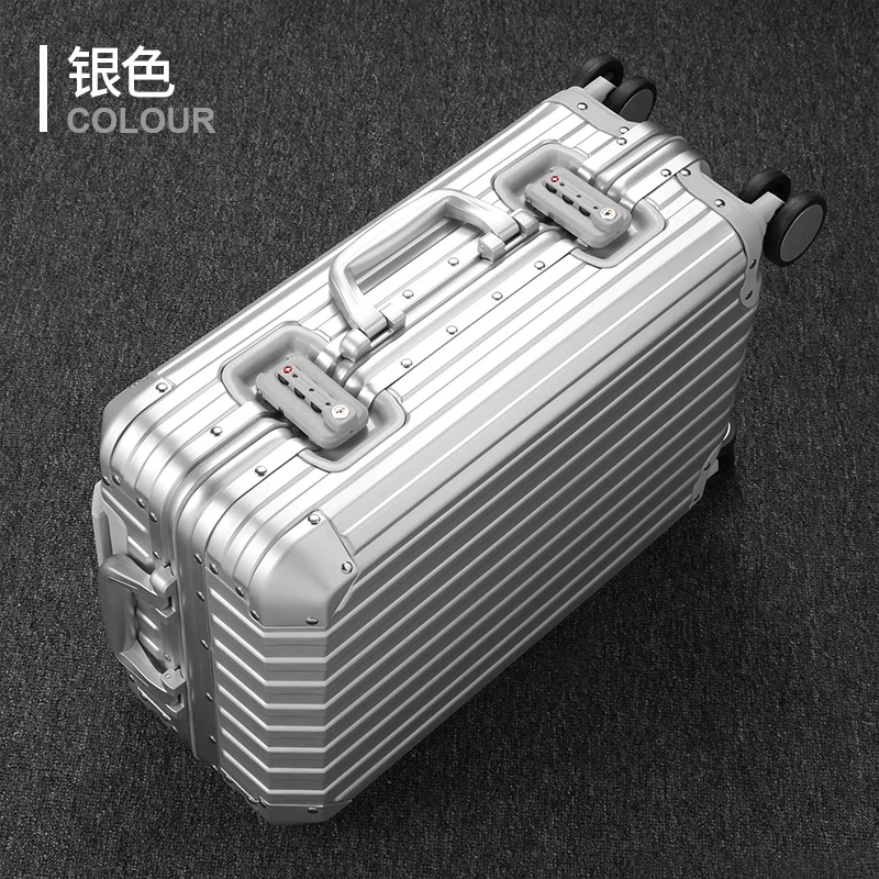 sushimu 20"24"28" Zoll Aluminium Trolley Koffer Wasserdichte Metallic Kabine Gepäck Trolly Tasche mit Rädern 5