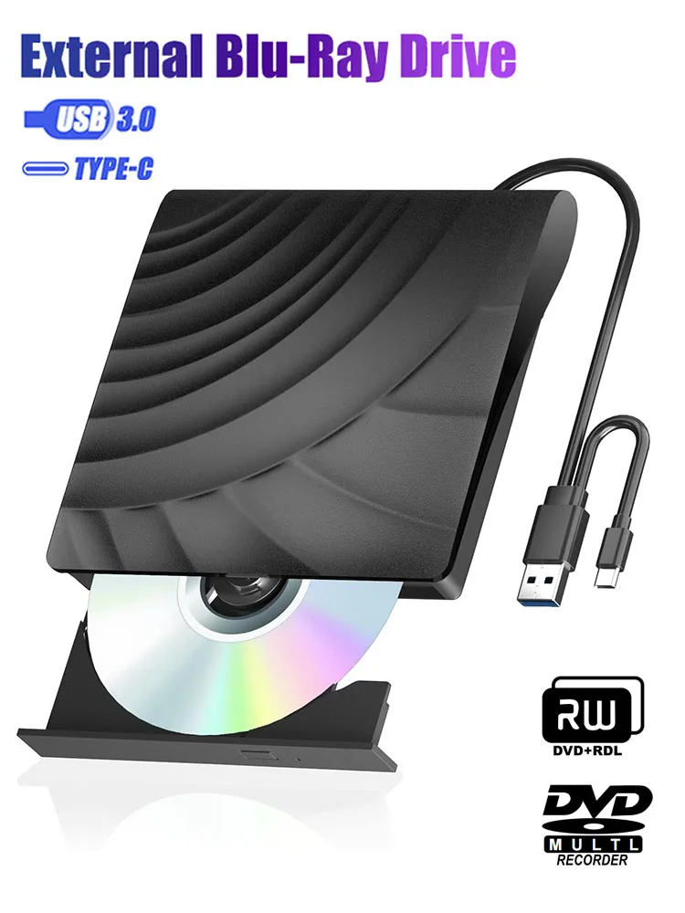 Graveur Blu ray externe USB3.0 lecteur Bluray 3D pour ordinateur portable CD DVD-ROM lecteur de disque BD graveur pour fenĂȘtre 11 10 Mac OS