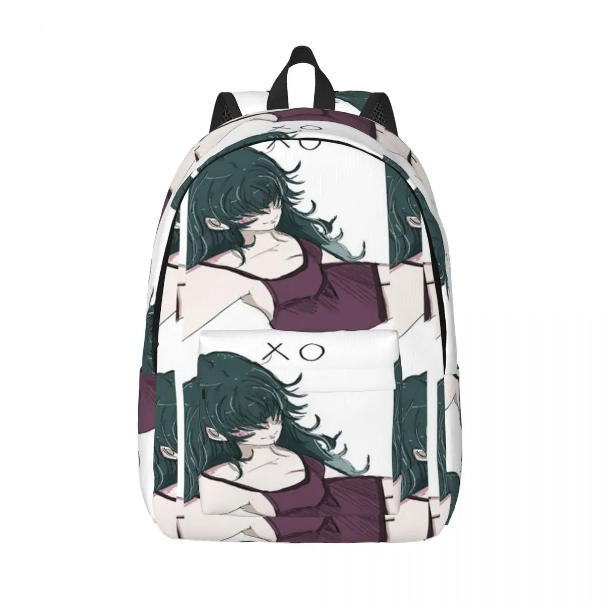 

Девушка в стиле аниме сидит с камерой. Простой и стильный рюкзак. Холщовый рюкзак. Сумки.