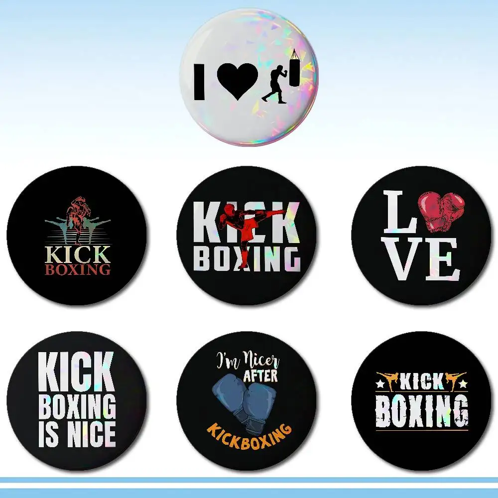 I Love Kick Boxing Badges Tinplate Soft Button Pin Brooch Metal Badge Custom Jewelry Accessories Hat Bag Lapel