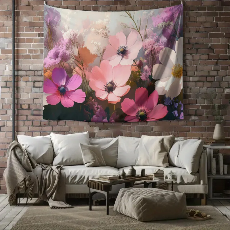 Large Colorful Floral Tapestry Wall Hanging Bohemian Flower Mural Art Decoration for Bedroom Living Room Boho Aesthetic Decorati