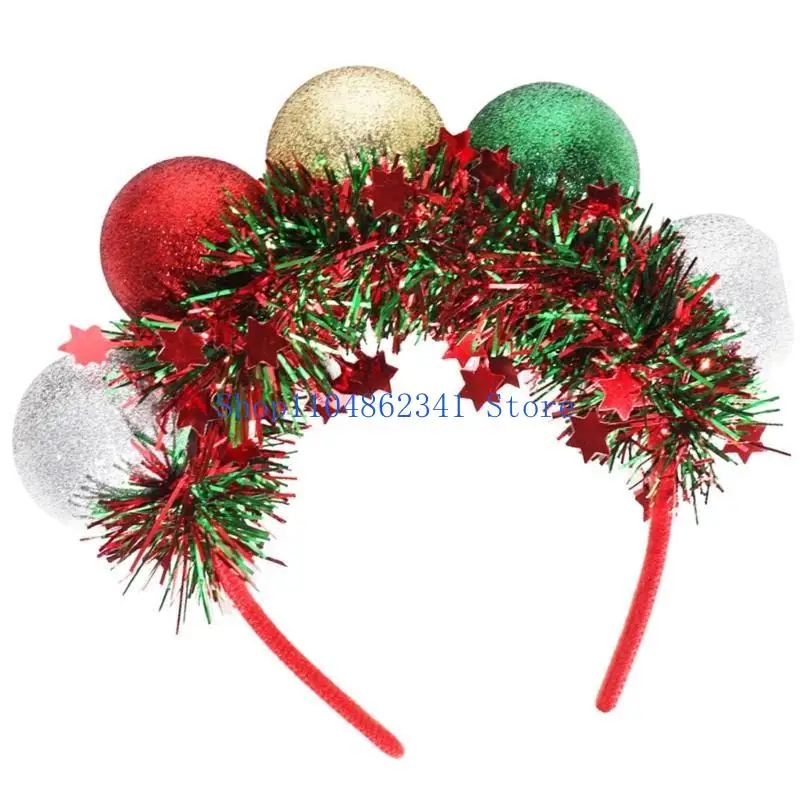 652F Festival Plastic Santa Ball Headdress Fashion Hair Band For Christmas Family Gathering Unisex Wear