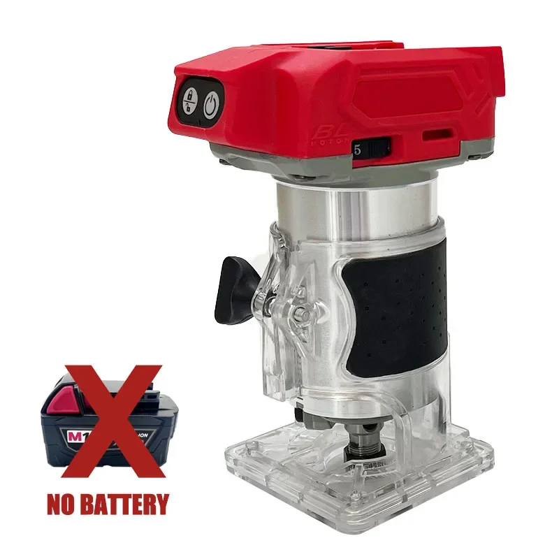 Fit Milwaukee Borstelloze Elektrische Trimmer 800W 30000RPM Draadloze Compacte Router 5-Speeds Houtbewerking Trimmachine Voor batterij