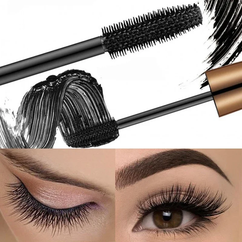 5D Silk Fiber Curling Mascara Waterproof Natural Thick Quick Drying Non-blooming Mascaras Eyelashes Extension Makeup Cosmetics