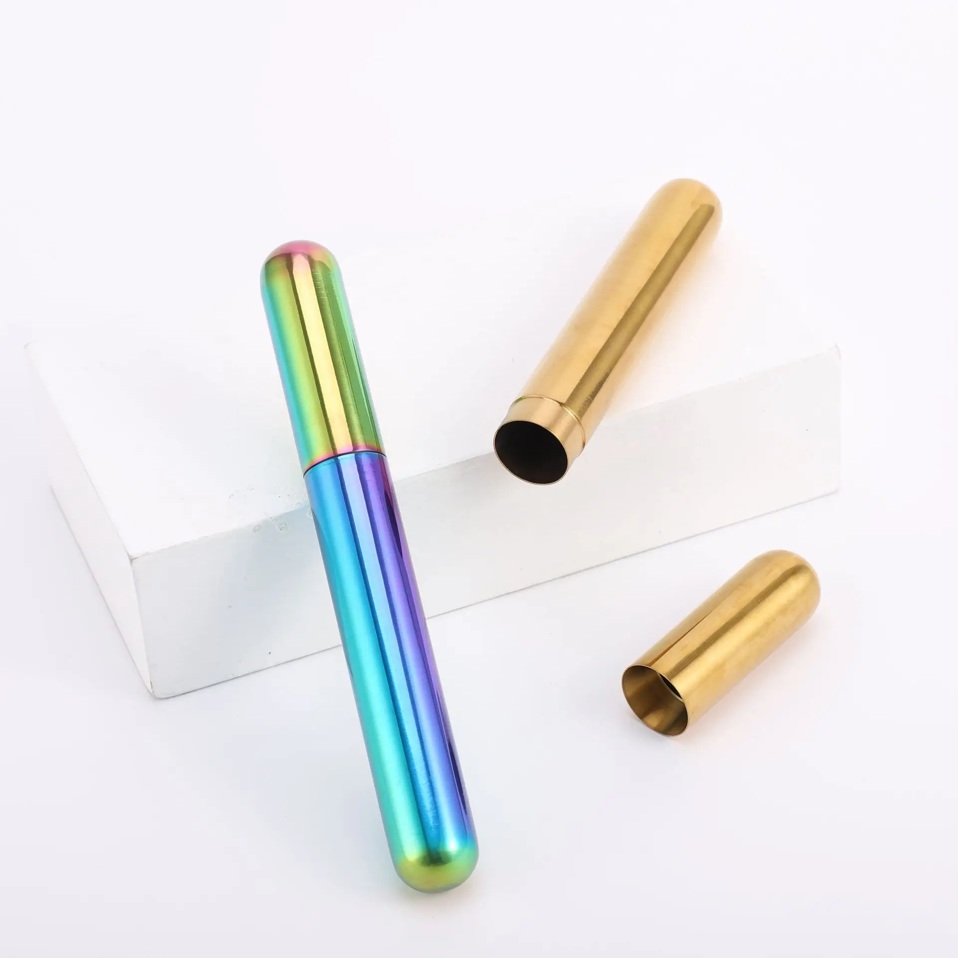 Portable Stainless Steel Cigar Tube Case Single Pipe Storage Tube