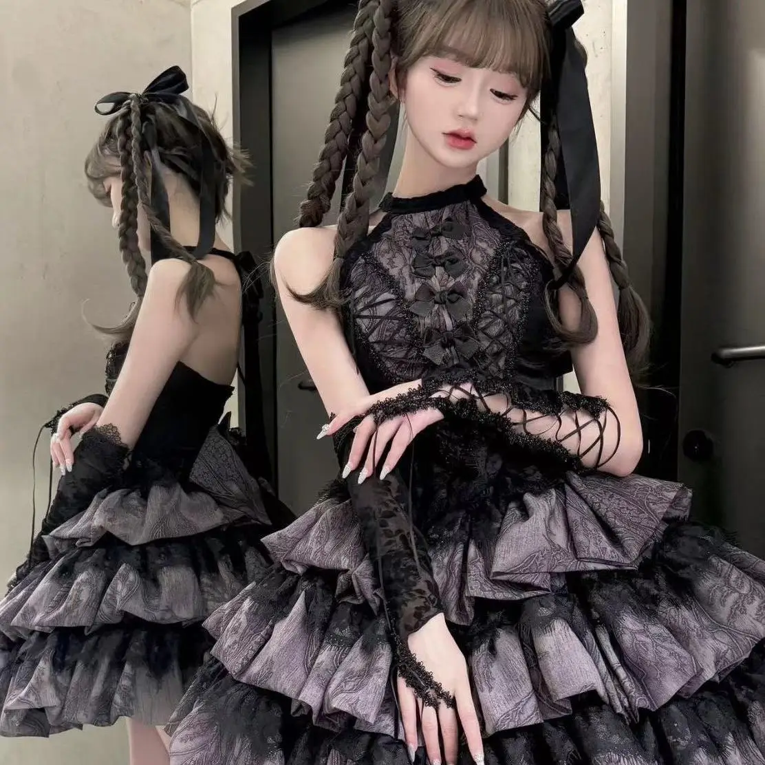 

Japan Gray Purple Genuine Lolita Skirt Lolita Sleeveless Skirt Top Skirt