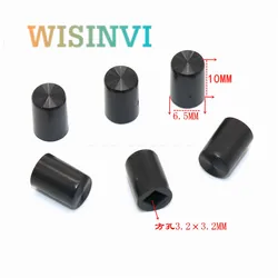 10PCS 6.5*10MM  black Swirl marks  Plastic Knob Cap touch switch button cap square hole 3.2 × 3.2mm