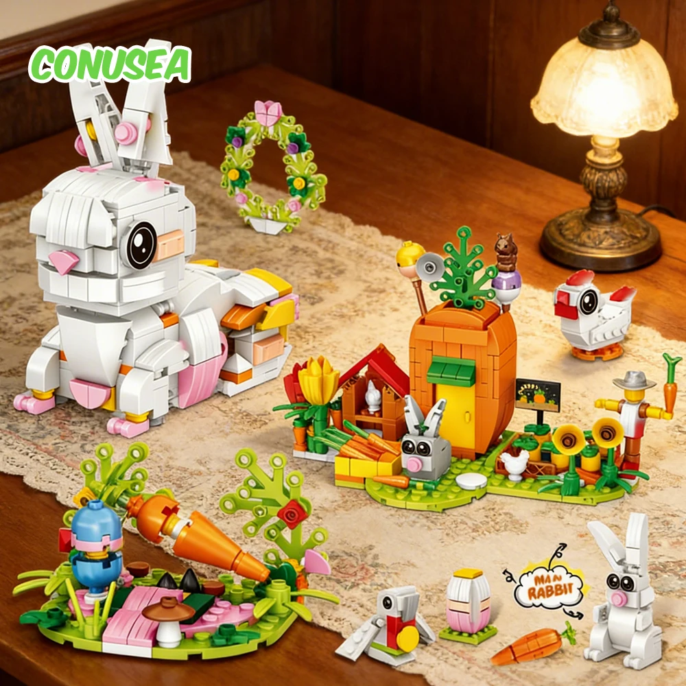 

Мини-кирпичики: Пасхальный кролик, микро-конструктор, модель животного, развивающая игрушка-головоломка для детей, подарок на день рождения