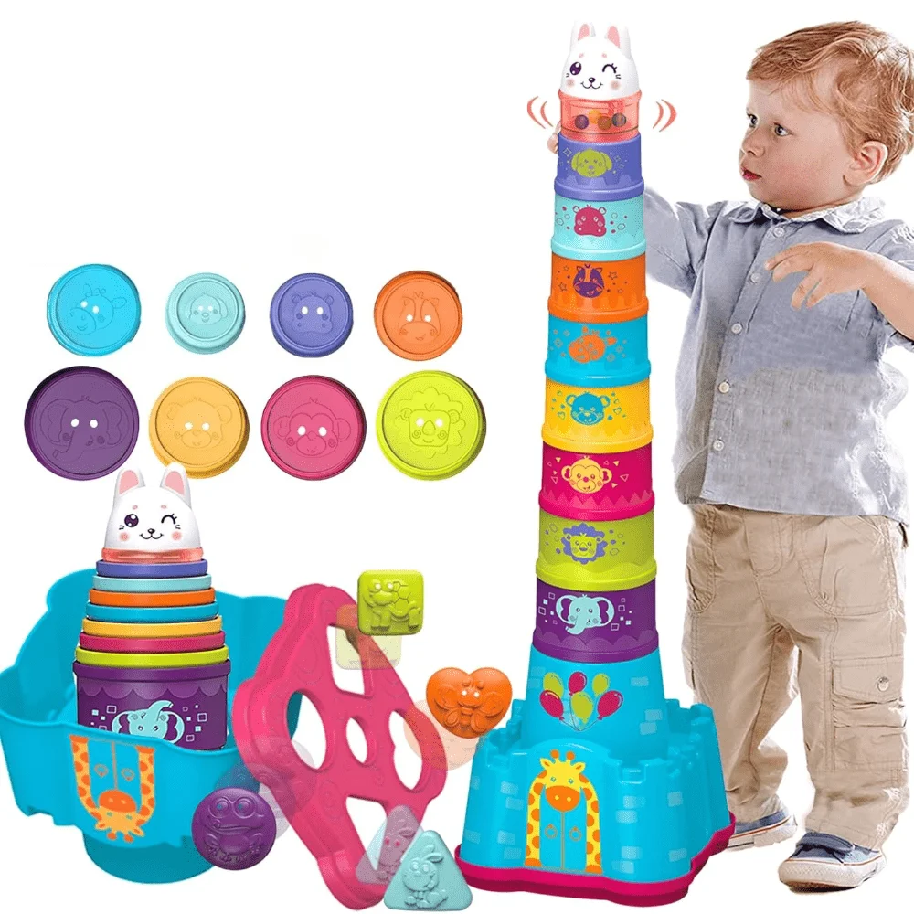 Stacking Toys for Babies, Nested Cup-shaped Sorting Machine for Babies Aged 12-18 Months, Learning Stacking Blocks