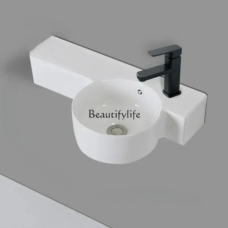 

Bathroom Sink Ceramic Wash Basin Bathroom Fixture Simple Apartment Wall-mounted Narrow Side Home