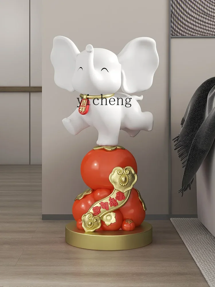 ZK elephant ornament living room large floor entrance welcome doll decoration home new Chinese style