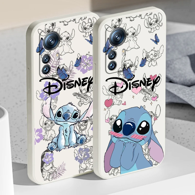 Luxury Disney Lilo & Stitch Liquid Rope For Xiaomi Mi 14 13T 13 12T 12 11T 11i 11 A3 10T 10 9 Pro Lite Ultra 5G Soft Phone Case