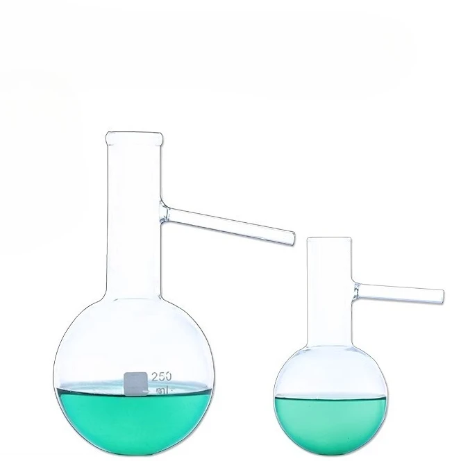 2PCS Round Bottom Distilling Vessel Side Tube Design Borosilicate Glass For Liquid Separation Experiment