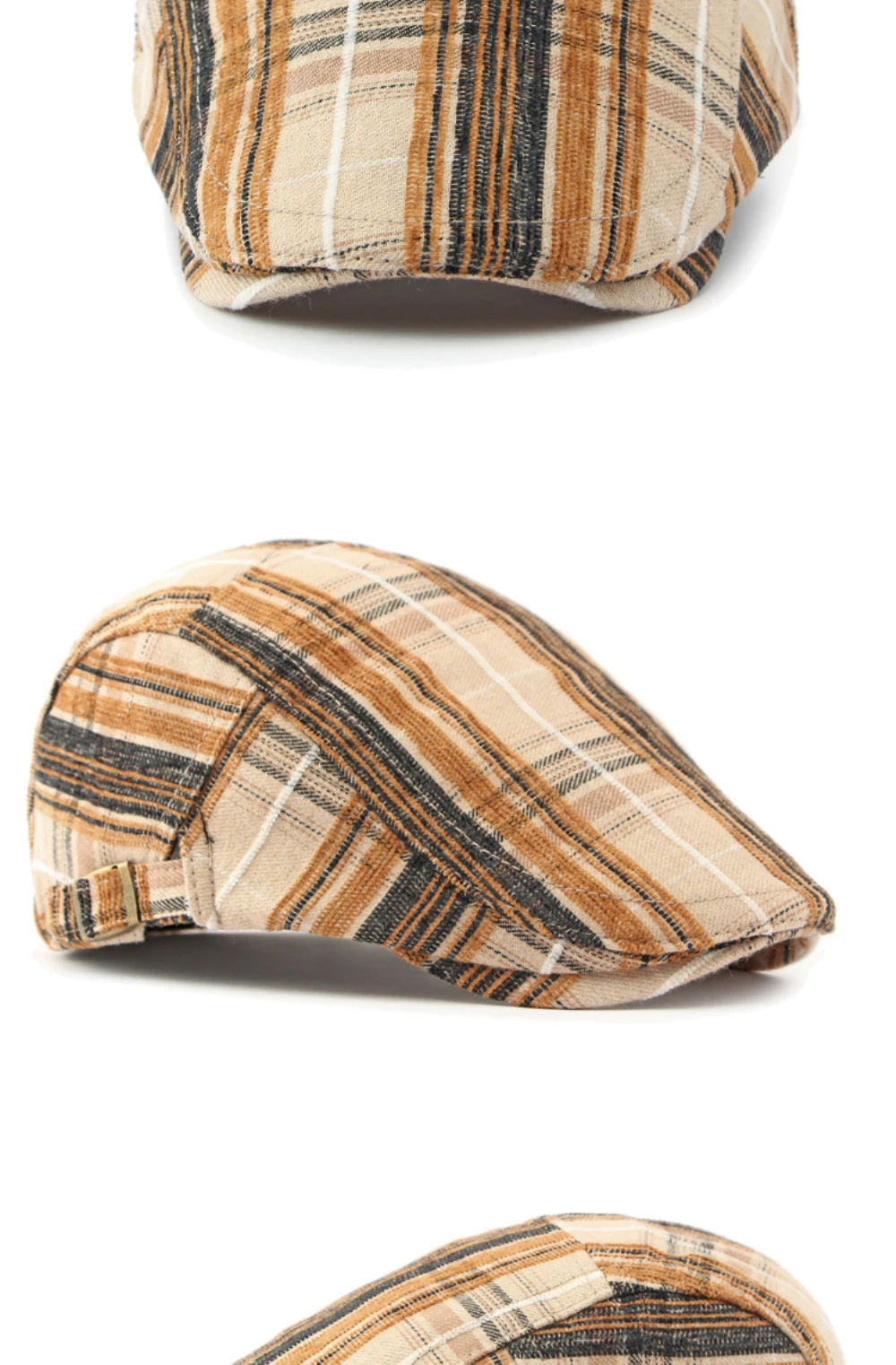 HT4316 Baskenmützen Warme Herbst-Winter-Baskenmützen für Männer und Frauen Künstler Maler Gestreifte Baskenmütze Männlich Weiblich Verstellbare Ivy-Flachmütze – Detail 10