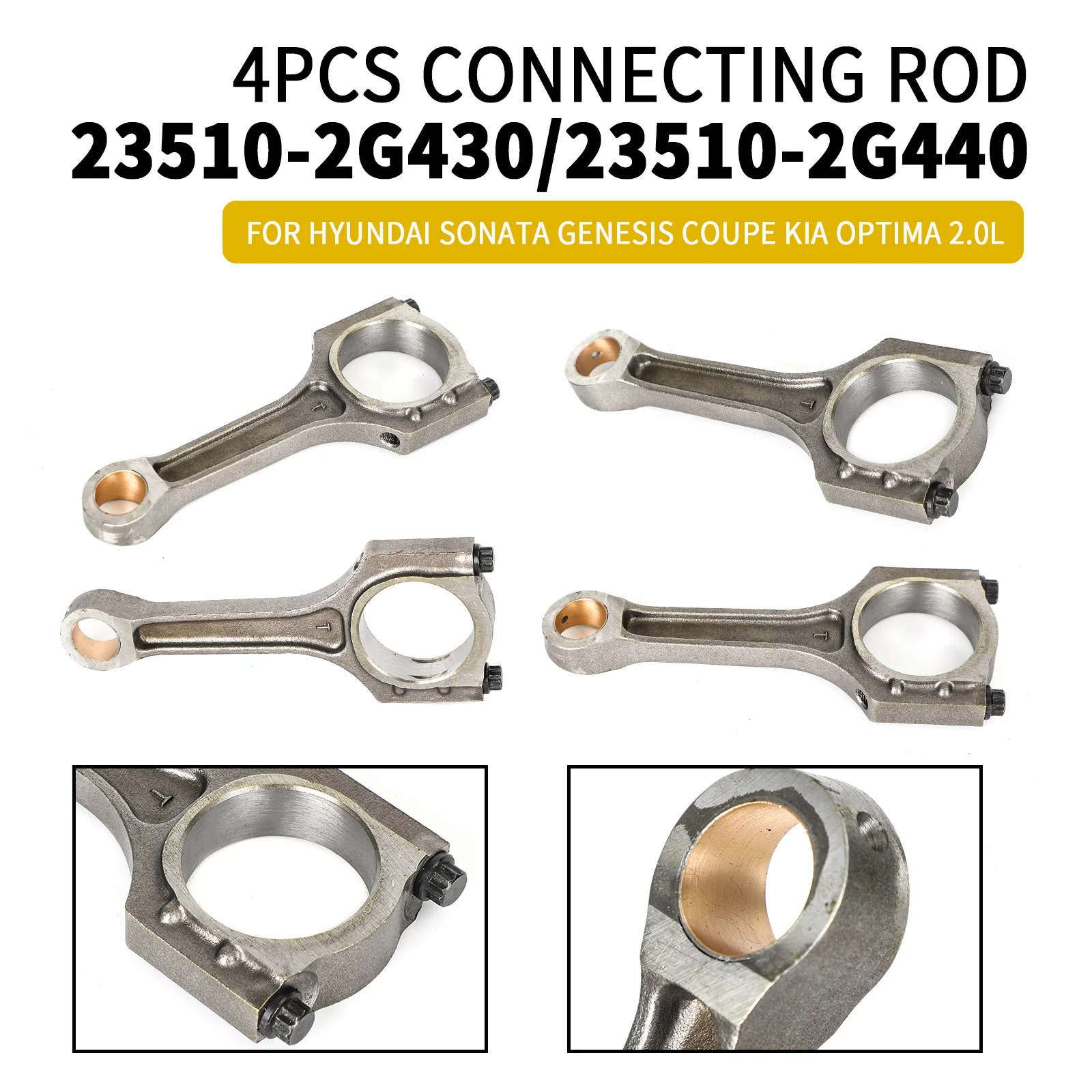 Artudatech 4PCS Connecting Rod 235102G440 For Hyundai Genesis Santa Fe Kia Sorento 12-2016 Car Accessories