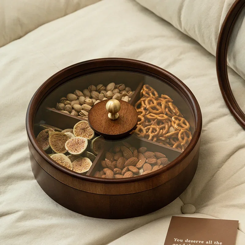 Living room coffee table household dried fruit storage box, wooden high-end New Year's nut box