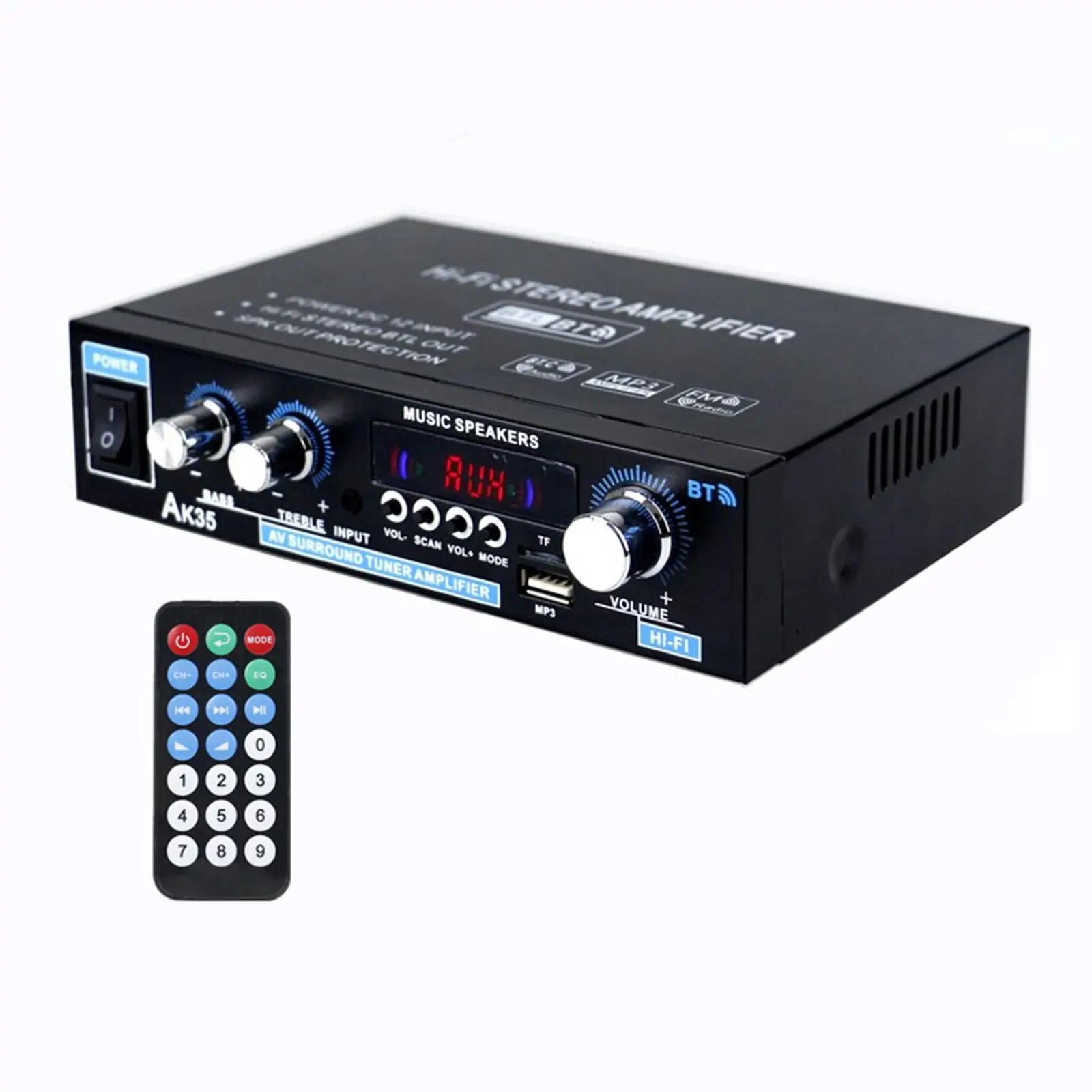 

2-канальный усилитель для домашнего кинотеатра, мини-стереоприемник Bluetooth для автомобильных и уличных колонок AK35, вилка стандарта ЕС