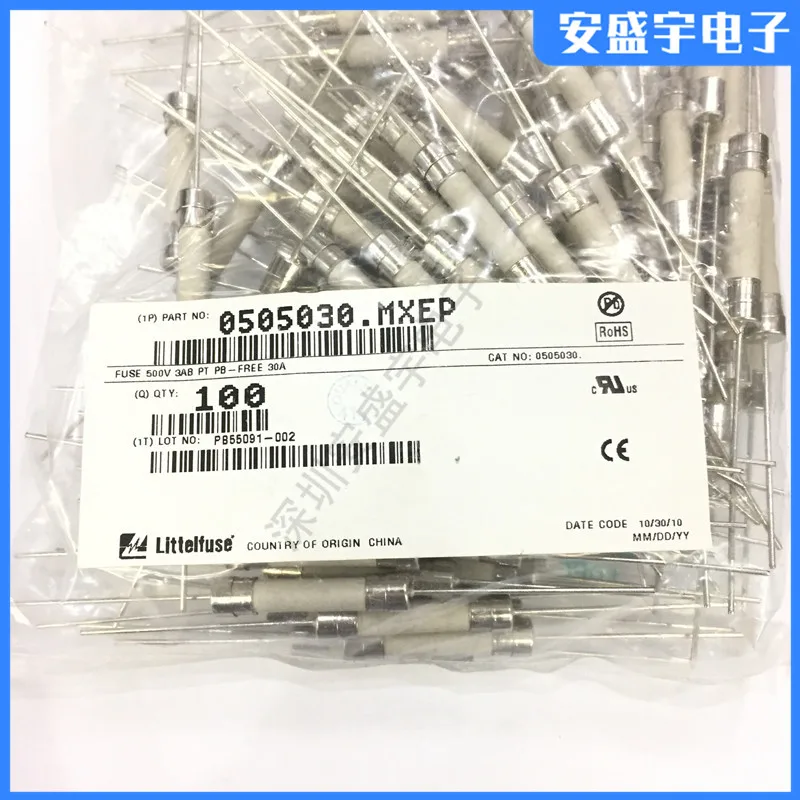 

10 ~ 100 шт. 0505030.MXEP 30A 500 в 6*32 мм Новая сила быстрого плавления керамическая трубка Предохранителя с штифтовым проводом