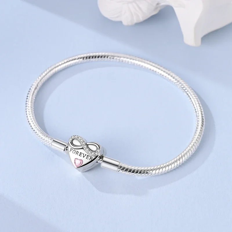 Pulsera Original de Plata de Ley 925 - Brazalete con Dijes (Tamaño 17-20 سم)