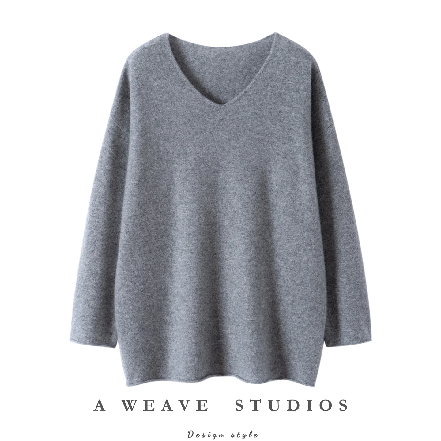 Sweter damski 100% kaszmir na jesień i zimę 2025, dekolt w serek, miękki, luźny krój, wysokiej jakości dzianina kaszmirowa na wiosnę, topy.