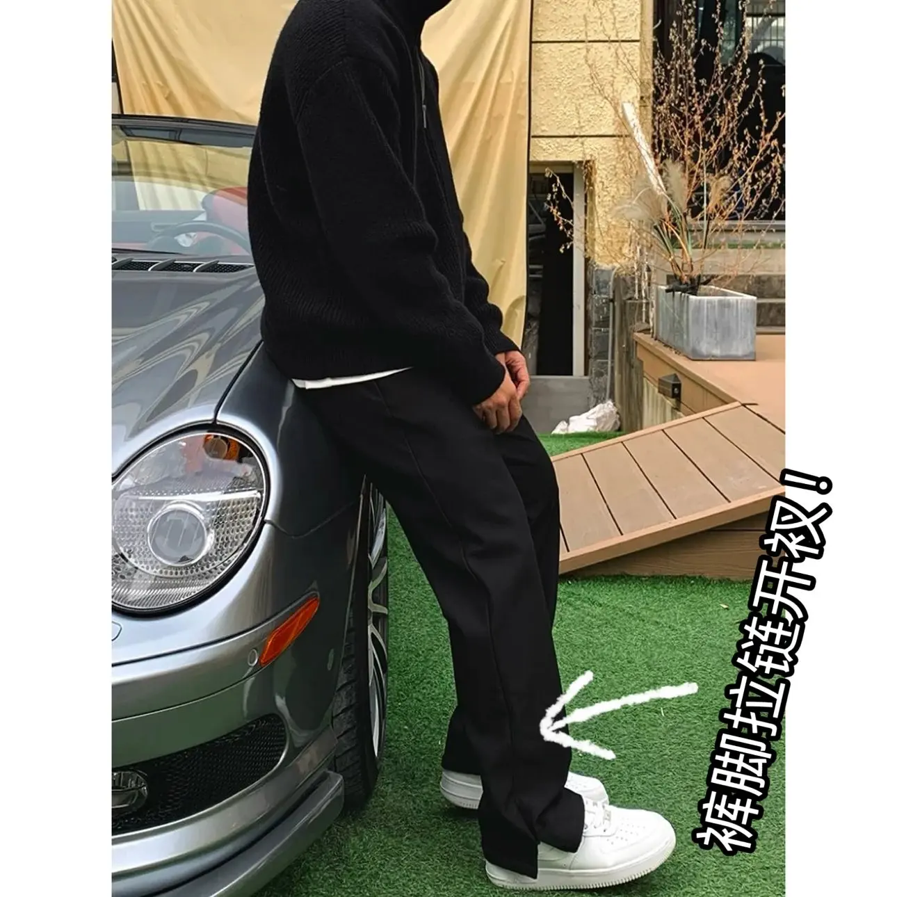 

Comfortable Pure Color Casual Straight Leg Pants Invisible Zipper Opening Spring Autumn Long Straight Cut Loose Fit Leisure T...