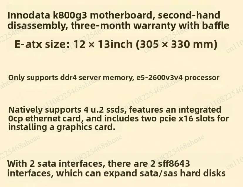 RD452x K800g3 X99 Dual Socket Server Motherboard Support E5 V3 V4 CPU Compatible OCP Network Card Workstation Mainboard