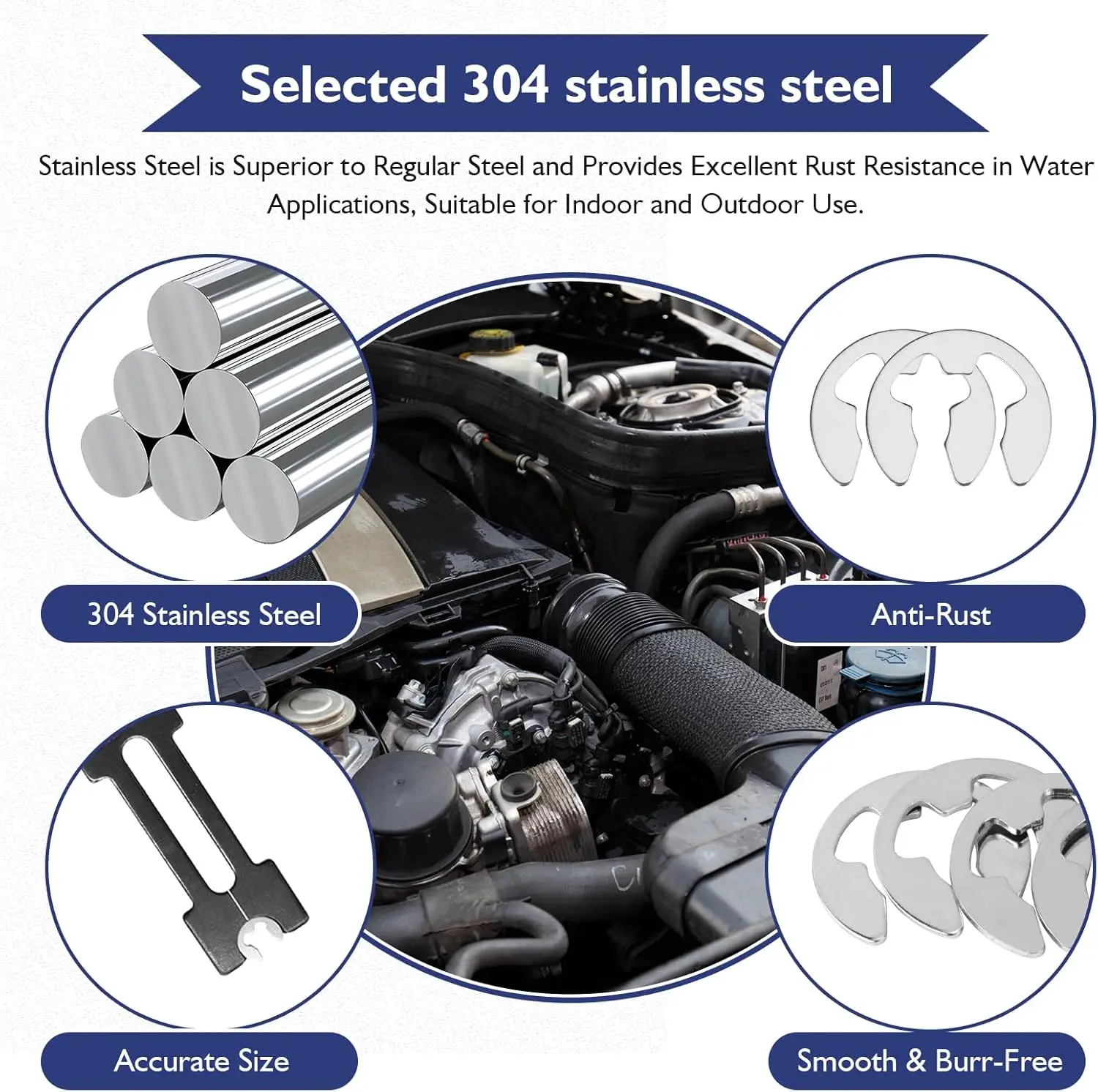 WZHUIDA M1 M1.2 M1.5 M2 M3 M3.5 M4 M5 M6 M7 M8 M10 إلى M20 E كليب بحلقة إحكام الاحتفاظ غسالة 304 الفولاذ المقاوم للصدأ/65 #   مين ستيل #5