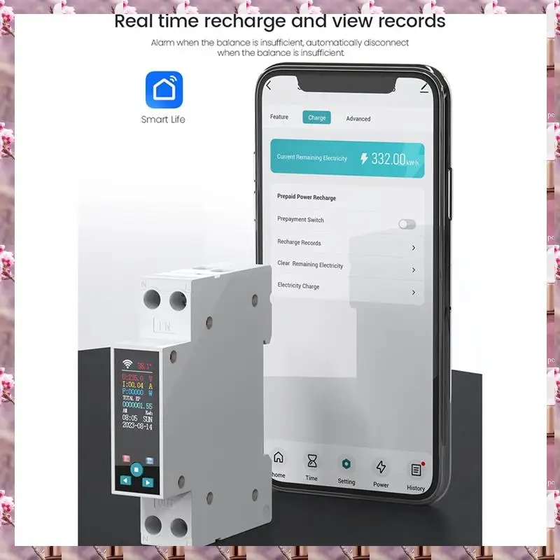 2025 50A Tuya WIFI Smart Switch Pemutus Sirkuit LCD Meteran Energi Kwh Pengukuran Daya Timer Relay Remote Control Kehidupan Pintar, 50A Tu