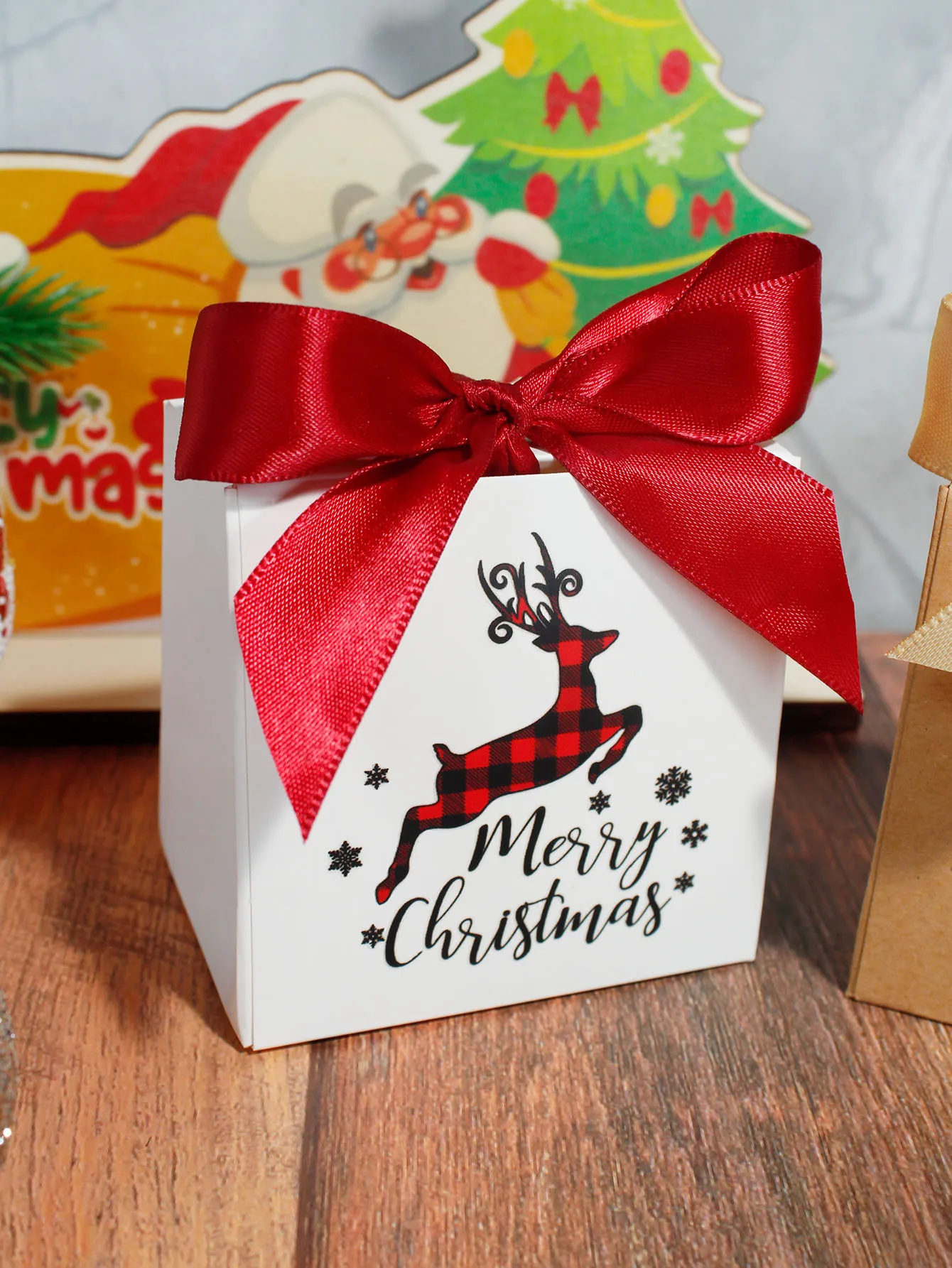 20/50/100pcs Christmas Gift Box Holiday Goodie Paper Boxes Xmas Treats Party Favors Cookie Boxes Treat Boxes