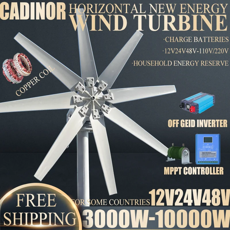 Wind Turbine Generator 3000W-10000W With MPPT Charge Controller Windmill RV Yacht Farm Small Wind Generator Home Use System