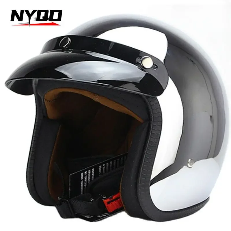 Hot Sale Open Face Helmet Retro 3/4 Jet Motorcycle Helmets Men ABS Shell Safty Cap German Style Four Seasons DOT Approved