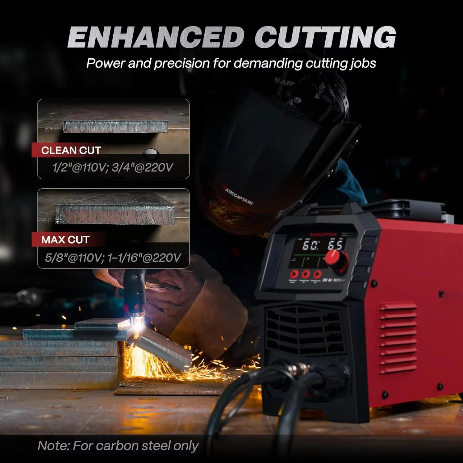 60Amp Plasma Cutter Large LED Display for Industrial and Workshop Use