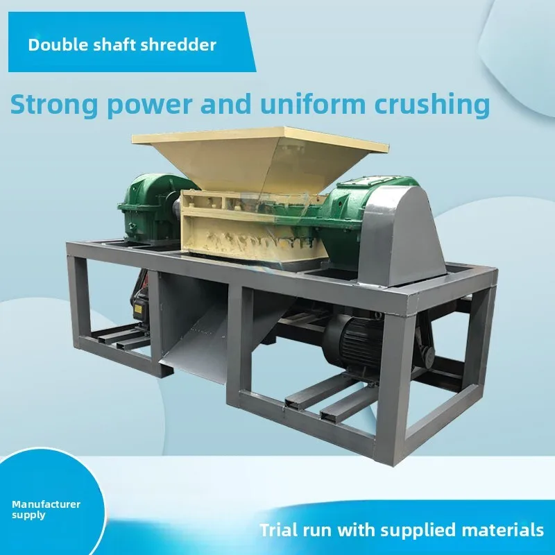 

Waste Paper Fabric Tray Tire Double Shaft Shredder Lithium Battery Copper Iron Aluminum Metal Plastic Crusher