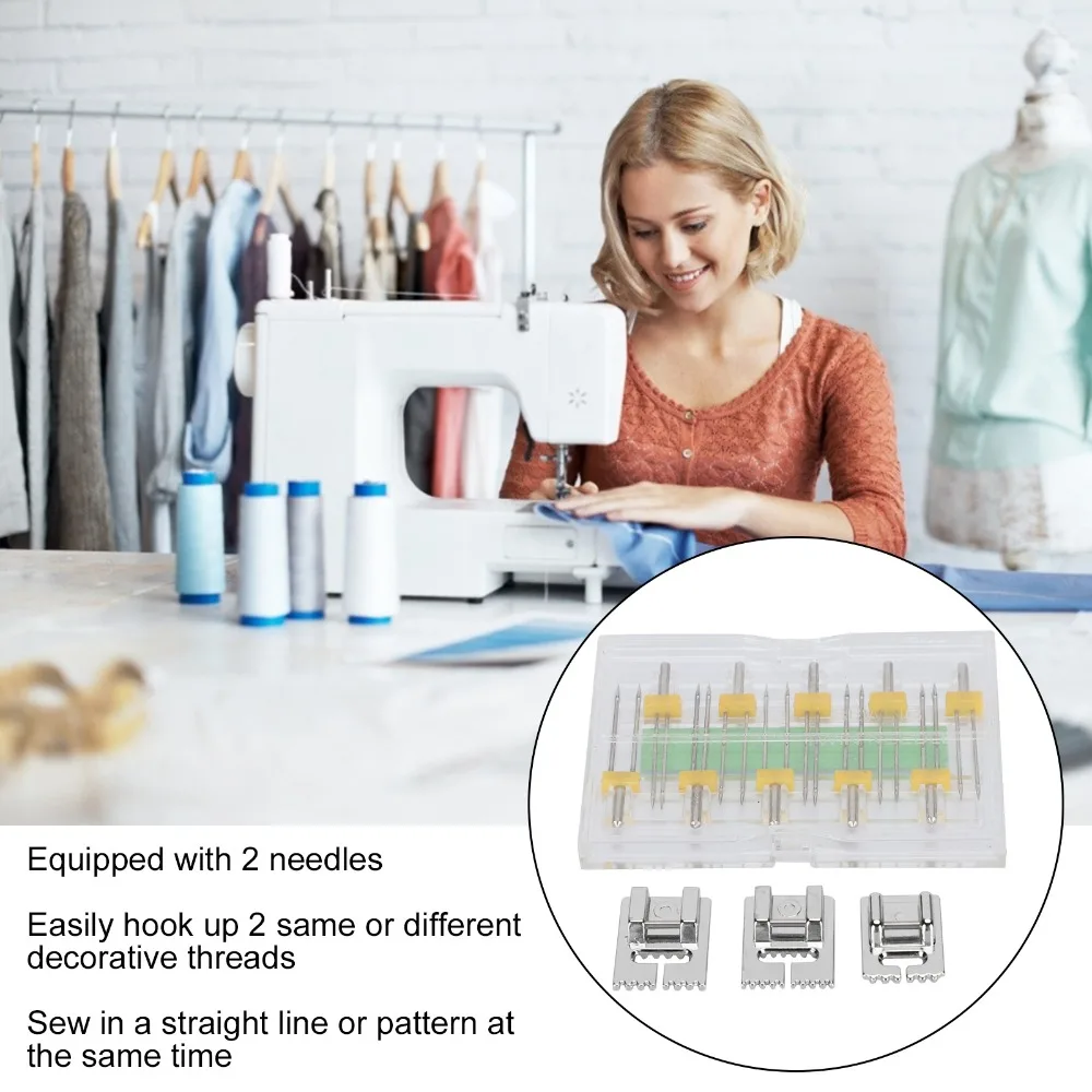 

Пластиковые двойные иглы, металлические профессиональные иглы для швейной машины, универсальная прижимная лапка для булавок, бытовая швейная машина