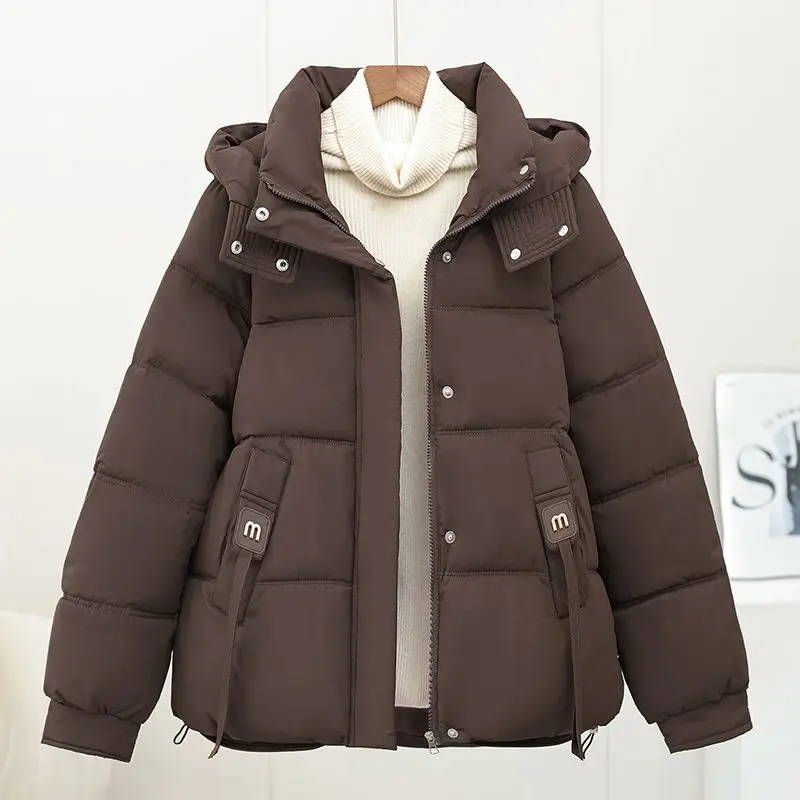 

Новая женская корейская пуховая хлопковая куртка, зимняя толстая теплая хлопковая одежда, модное стеганое пальто с капюшоном для школьниц