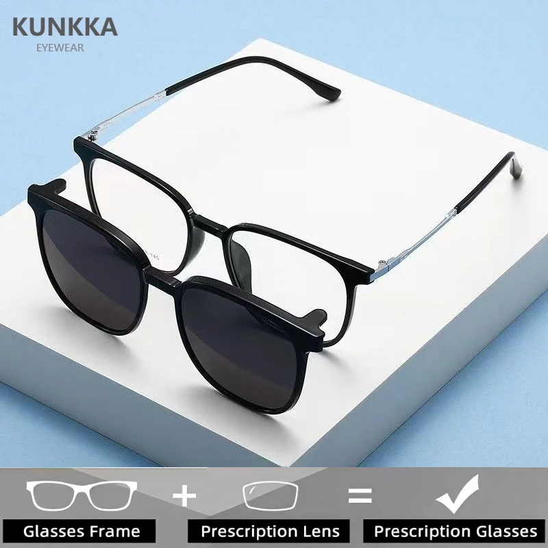 KUNKKA TR90 Polarized Nearsighted Sunglasses Flip-Up Magnetic Clip-On Prescription Glasses Optical Nearsighted Glasses NEW G2246