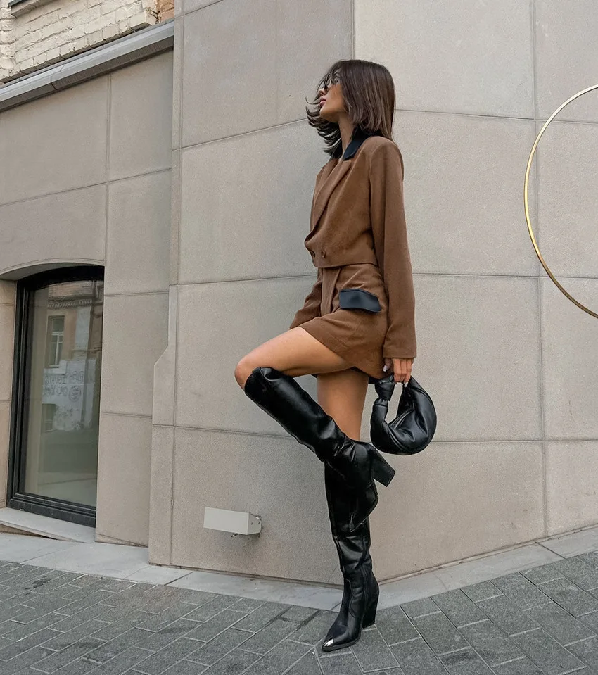 Conjuntos de vestido estilo dinheiro antigo feminino elegante marrom terno formal vintage tweed terno de escritório feminino outono 2 peças conjuntos para senhora