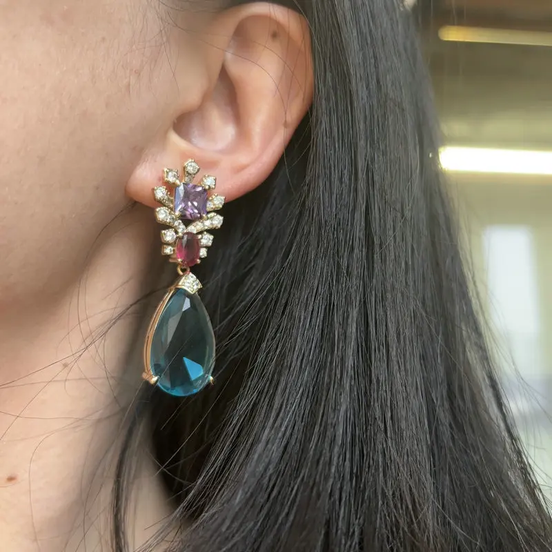 Bilincolor Mode Vintage Große Gelb Cubic Zirkon Ohrring für Frauen – Detail 25